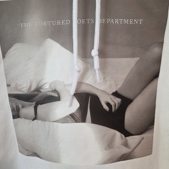 Taylor Swift The Tortured Poets Department Y2K White Hoodie Swiftie Fan Merch S - Picture 2 of 6